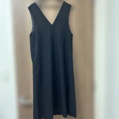 vネックロングワンピース　黒のサムネイル