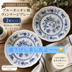 NIKKO JAPAN ブルーオニオン風 プレート 2枚セットのサムネイル