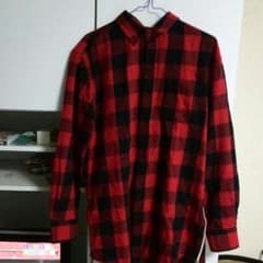 サイドzipシャツ　赤チェックのサムネイル