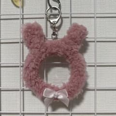 ハンドメイド ピンクボア うさ耳 硬質ケース キーホルダー 写真入れのサムネイル