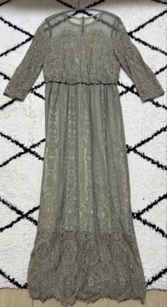 【美品】オリーブグリーン レース 結婚式ワンピースのサムネイル
