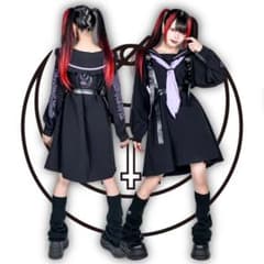 KRY KIKANJU セーラー襟フリルワンピ 黒x紫 KRY KIKANJU セーラー襟フリルワンピ 黒x紫 - メルカリ