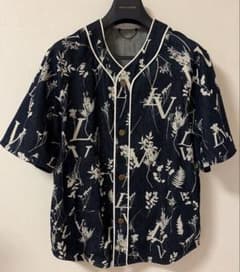 ルイヴィトン LVリーフデニム ベースボールシャツ M ヴァージル期 