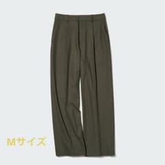 ユニクロ　UNIQLO タックワイドパンツ M オリーブ469854のサムネイル