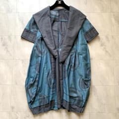 美品 エイココンドウ 変形 バルーン 半袖 コート ロング ドット 42 XL