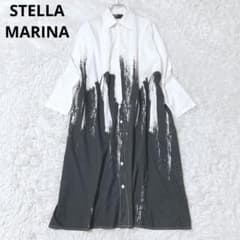 ステラマリーナ　シャツワンピース　ロング丈 　長袖　モノトーン　カジュアル