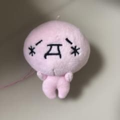 【平成レトロ】顔でか顔文字マスコット ぬいぐるみ （ピンク / ハァハァ・興奮）のサムネイル