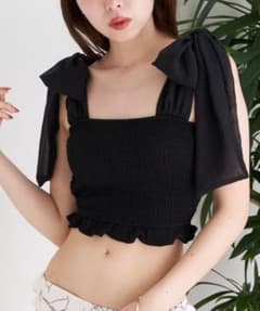 Chico 肩リボンBACK開きTOPS ブラックのサムネイル