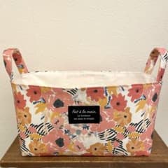 海辺に咲く花 花柄 布バスケット 小物入れ 収納ボックス ハンドメイド