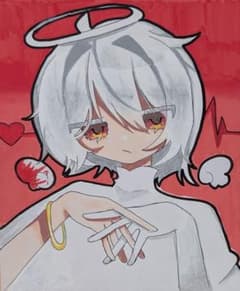 オリジナルイラスト 手描き色紙(ハンドメイド) 一点もの　天使　アクリルマーカーのサムネイル