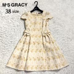 美品✨M'S GRACY カメリア総柄フレアワンピース リボン パステル