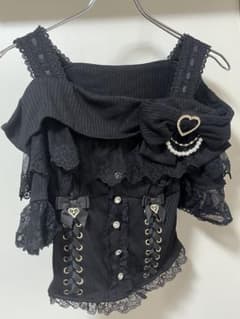 LIZLISA 黒オフショルダートップスのサムネイル