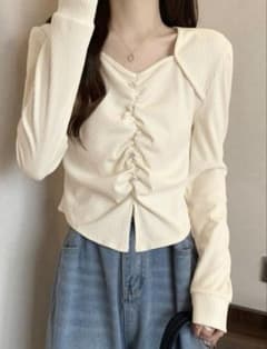 SHEIN リブニット 長袖 ホワイトのサムネイル