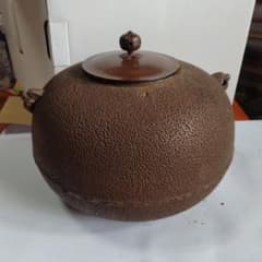 釜師　釜彦　五代佐々木彦兵衛造　銅蓋　獣耳付き　釜印　箱無し　水漏れ無し 釜師 釜彦 五代佐々木彦兵衛造 銅蓋 獣耳付き 釜印 箱無し 水漏れ無