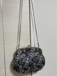 ミナペルホネン   ハンドメイド　がま口　バッグ　両面rosy グレーのサムネイル