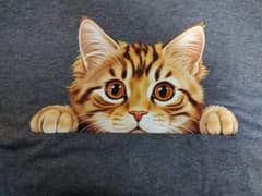 【4L】猫ちゃん Tシャツ グレーのサムネイル