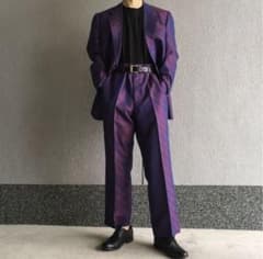 ヴィンテージ シングルセットアップ パープル シルク 総柄 古着 菅田将暉のサムネイル