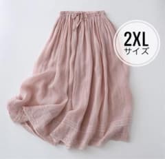 新品　ピンク ロングスカート 2XLサイズ 裾にレース　おしゃれ　即購入⭕️のサムネイル