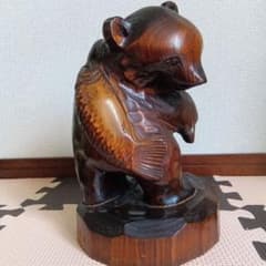 木製クマの置物インテリア 昭和レトロ 木彫り 熊のサムネイル