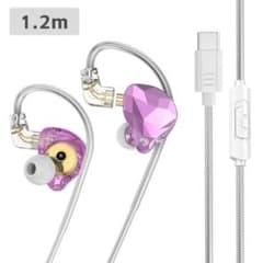イヤモニ風イヤホン　クリスタルカット　ピンク　USB type-Cのサムネイル