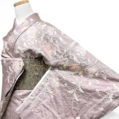 訪問着 作家もの 銀通し 絞り 辻ヶ花 観世水 藤の花 着物 051b p