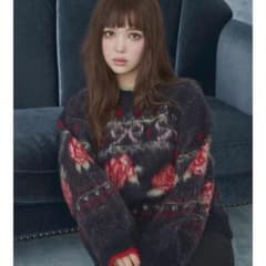 Thumbnail of CALNAMUR ローズ＆リボンジャガードニット