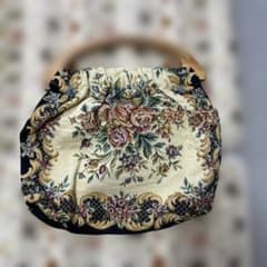 ゴブラン織り ハンドバッグ 木製ハンドルのサムネイル