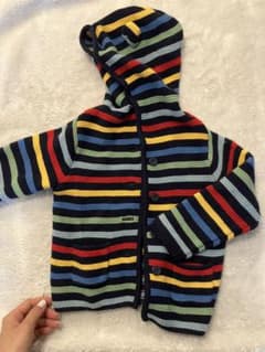 babyGAP ボーダー ニットパーカー 耳付きのサムネイル
