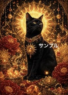 一作限り】黄金の太陽と宝石に包まれる黒猫の開運アート P1035 - メルカリ