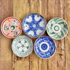 和食器　和皿　昭和レトロ　印判　赤絵　小皿　銘々皿　いろいろ　5種類　セット　cのサムネイル