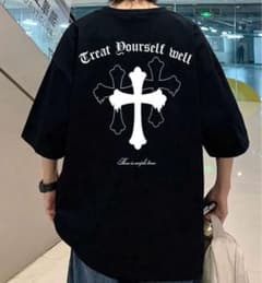 バックプリント クロス Tシャツ ブラック　Sのサムネイル