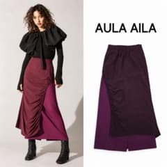 AULA AILA　アウラアイラ レイヤード風デザインスカート バイカラー