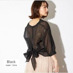 시스루 백 리본 2WAY 블라우스 여성 셔츠