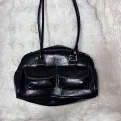 SHEIN 黒 ボストン型ハンドバッグ ツインポケット フェイクレザーのサムネイル