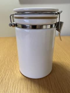 密封キャニスター 陶器製 ホワイト 保存容器2個セット