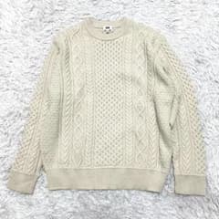 UNIQLO ユニクロ　アラン編みクルーネックニット セーター ホワイト L