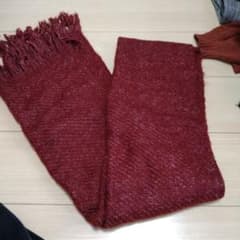 ボルドーカラー フリンジマフラーのサムネイル