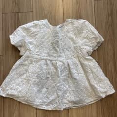 ZARA 刺繍入りホワイト半袖ブラウス 2-3歳のサムネイル