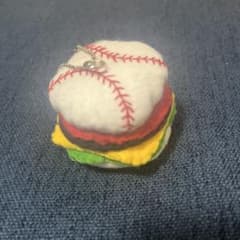 野球ボール風 ハンバーガー マスコット キーホルダーのサムネイル