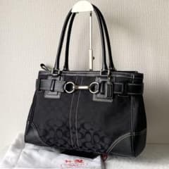 COACH ハンプトンズ シグネチャートート ホースビット 黒 y2k - メルカリ