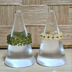 ガラスビーズリング 2点セット ハンドメイド 指輪のサムネイル