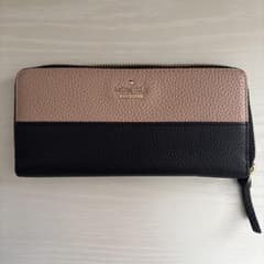 ケイトスペード kate spade 長財布 バイカラー ベージュ×ブラック ケイトスペード バイカラー ストラップ付財布 リスレット ベージュ×黒