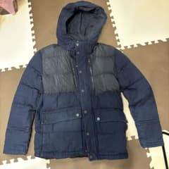 ZARA MAN フード付きダウンジャケット Mサイズ ネイビーのサムネイル