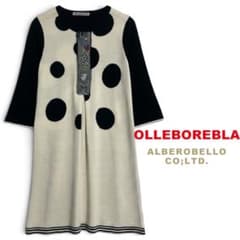 OLLEBOREBLA アルベロベロ ドット柄 ワンピース 美品♡ オレボレブラ アルベロベロ ドット柄 バイカラー ニット