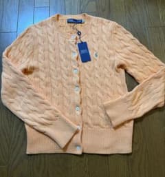 美品 ポロラルフローレン ケーブルニットカーディガン M オレンジ 