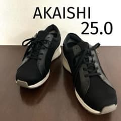 美品】25.0 アカイシ AF126ジッパー付き黒スニーカー 厚底 - メルカリ