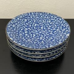 美濃焼 カネミ窯 蛸唐草文様 16cm皿 4枚セット　美品のサムネイル