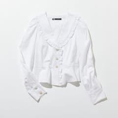 ★ZARA（ザラ)★ビジューボタン付きフリル襟ブラウスのサムネイル