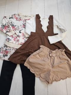 女の子キッズ服5点セット 花柄長袖セットアップ・サロペット・ショートパンツ等のサムネイル