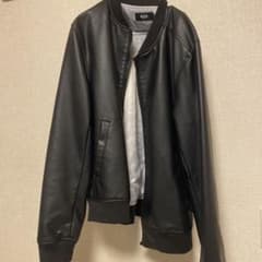 AZUL by MOUSSY 黒 レザーボンバージャケット Mのサムネイル
